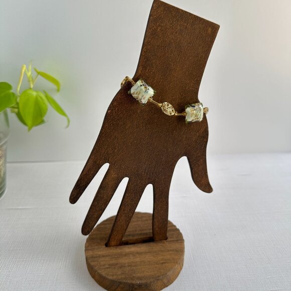 Murano Style Art Glass Bracelet 7.5" - Picture 5 of 7